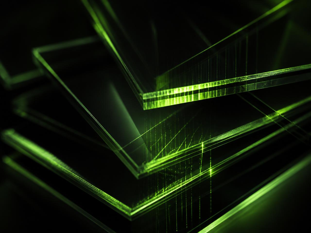Layered glass panels lit with green light, representing scoped access layers